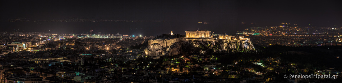 Night view of the Acropolis, Athens, Greece